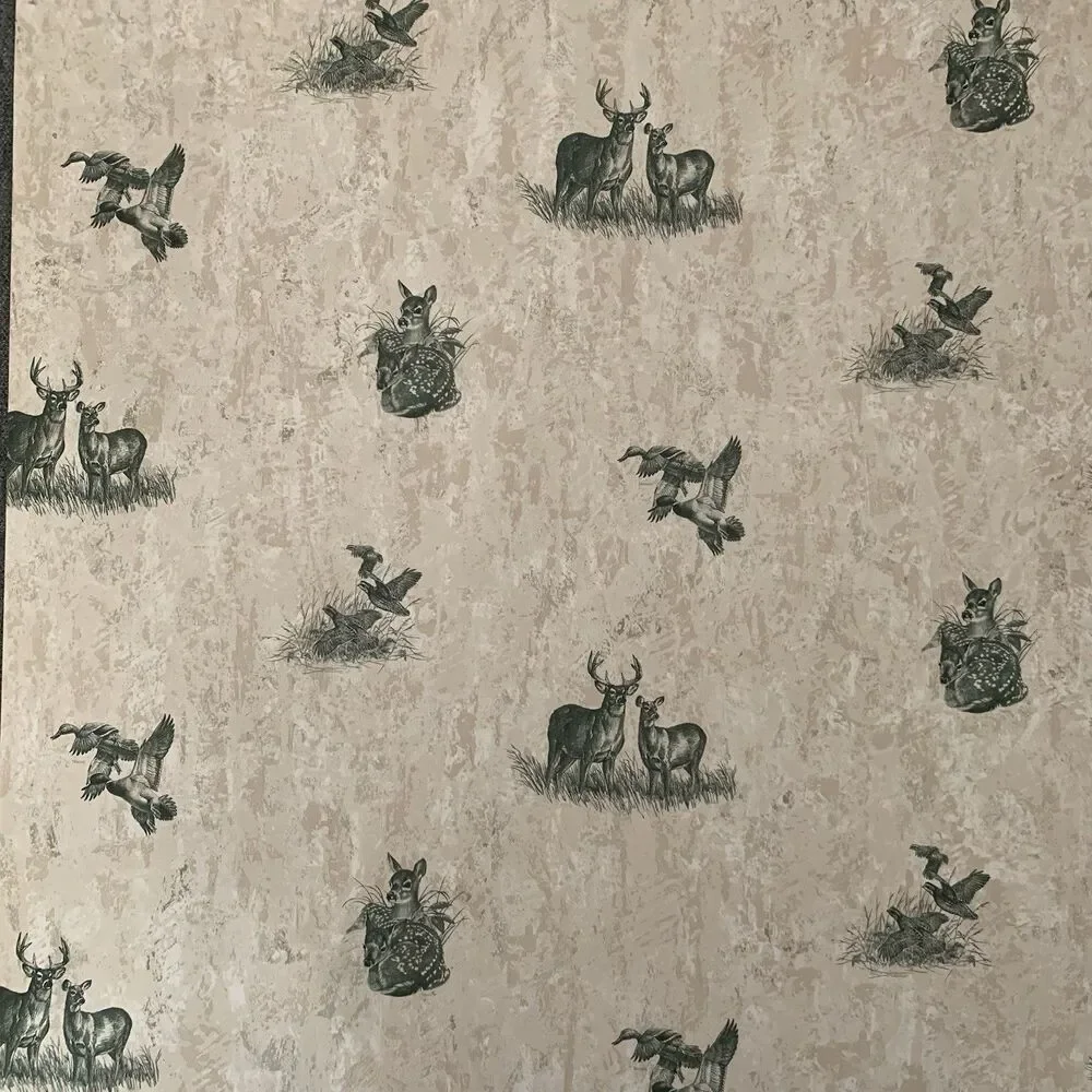 Wallpaper Pre-pasted Vinyl Deer, Doe, Buck, Fawn, Chucker, Ducks 56 Sq. ft.